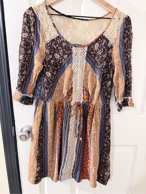 Miss Me Patchwork Lace-Trim Dress